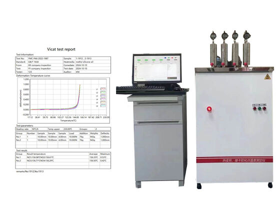 Máquina de teste HDT VICAT projetada para determinar a temperatura de deflexão de calor e o ponto de amolecimento Vicat para controle de plástico