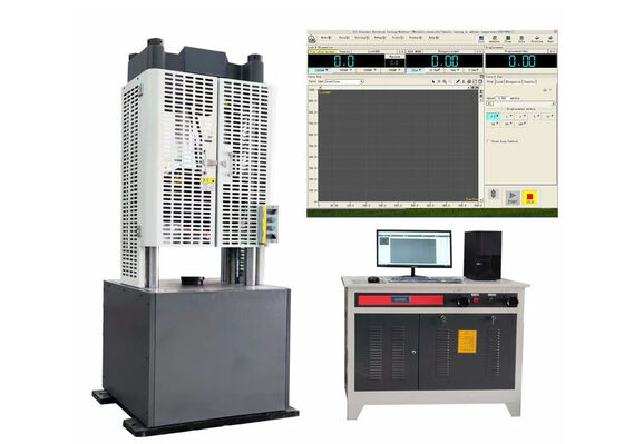Máquina de teste servo-hidráulica equipada com mandíbula especial para medição precisa de propriedades mecânicas de fios de aço e vergalhões